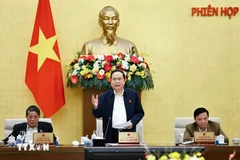 越南国会主席陈青敏在国会常务委员会第40次会议上发表讲话。图自越通社
