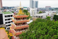 佛迹寺坐落于赛色塔县,其七层佛塔尤为引人注目,每一层都安置一尊安坐于莲台上的佛像,营造出宁静祥和的氛围。图自越通社