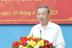越共中央总书记苏林发表讲话。图自越通社