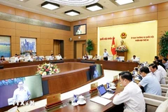 越南国会主席陈青敏在国会常务委员会第48次会议闭幕式上发表讲话。图自越通社