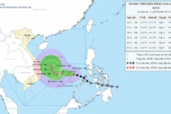 第15号台风移动方向。图自nchmf.gov.vn