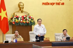 国会主席陈青敏发表讲话。图自越通社