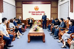 嘉莱省会同美国驻胡志明市总领事馆及天主教救济服务会（CRS）驻越南代表处共同举行仪式，向越南中部部分受灾省份象征性地移交灾后恢复重建援助款项。图自CTT