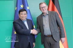 越南政府副总理阮志勇会见德国联邦议院副议长博多·拉梅洛。图自越通社