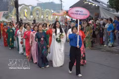 2026年河内莲花节游行活动。图自越通社