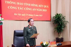 越南公安部副部长陈国祖上将15日主持召开公安部新闻发布会。图自越通社