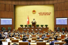 越南第十五届国会第十次会议场景。图自越通社