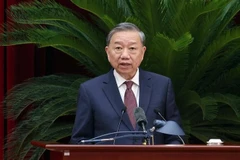 越共中央总书记苏林发表讲话。图自越通社