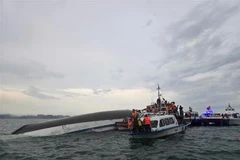 广宁省有关部门仍在全力开展下龙湾旅游船翻沉事故的搜救工作。图自越通社