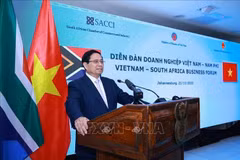 范明政总理在越南–南非企业论坛上发表讲话。图自越通社