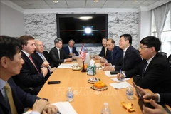 越南工贸部长阮鸿延会见华平投资集团董事长兼美国-东盟商务理事会（USABC）主席杰弗里·珀尔曼。图自越通社