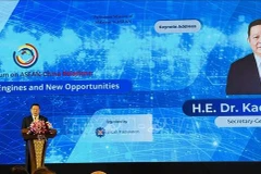 东盟秘书长高金洪发表讲话。图自越通社
