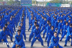 6万名学生参加越武道武乐汇演。图自越通社