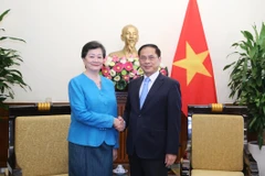 政府副总理兼外交部长裴青山会见了柬埔寨驻越南大使谢金塔。图自越通社