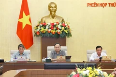 国会主席陈青敏发表讲话。图自越通社