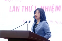 越共中央委员、卫生部长陶红兰发表讲话。图自越通社