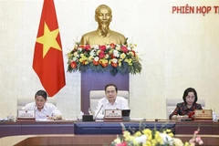 国会主席陈青敏发表讲话。图自越通社