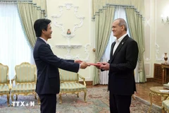 越南驻伊朗大使阮良玉向伊朗总统马苏德·佩泽希齐扬（Masoud Pezeshkian）递交委任书。图自越通社