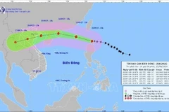 超强台风桦加沙9月22日下午1点移动方向。图自越通社
