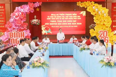 国会主席陈青敏向芹苴市优抚家庭和贫困户拜年。图自越通社