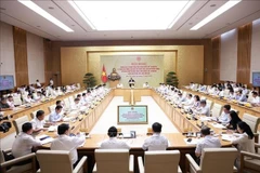 第18-NQ/TW号决议三年实施情况及2024年《土地法》一年执行成效总结会议现场。图自越通社