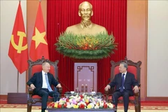 越共中央总书记苏林会见俄总统助理、海事委员会主席尼古拉·帕特鲁舍夫。图自越通社