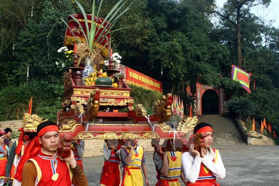 越南富寿省“雄王祭祀信仰”2012年在巴黎联合国教科文组织总部被正式列入《人类非物质文化遗产代表作名录》。（图片来源：越通社）