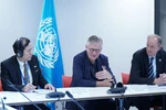 联合国负责维和事务的副秘书长让-皮埃尔·拉克鲁瓦会见了越南媒体记者。图自越通社