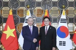 越共中央总书记苏林会见韩国国会议长禹元植。图自越通社