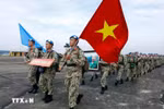 越南维和部队从内排国际机场（河内）出发，赴联合国阿卜耶伊临时安全部队特派团（UNISFA）执行维和任务。图自越通社