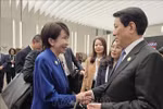 越南国家主席梁强与日本首相高市早苗会晤。图自越通社