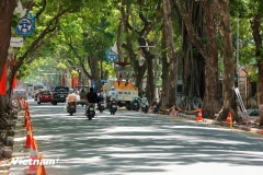 潘廷逢路人行道正加紧修整。图自越通社