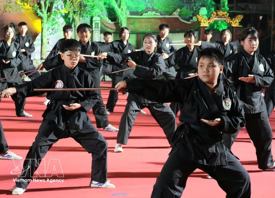 笛武表演结合剑术招式。图自越通社