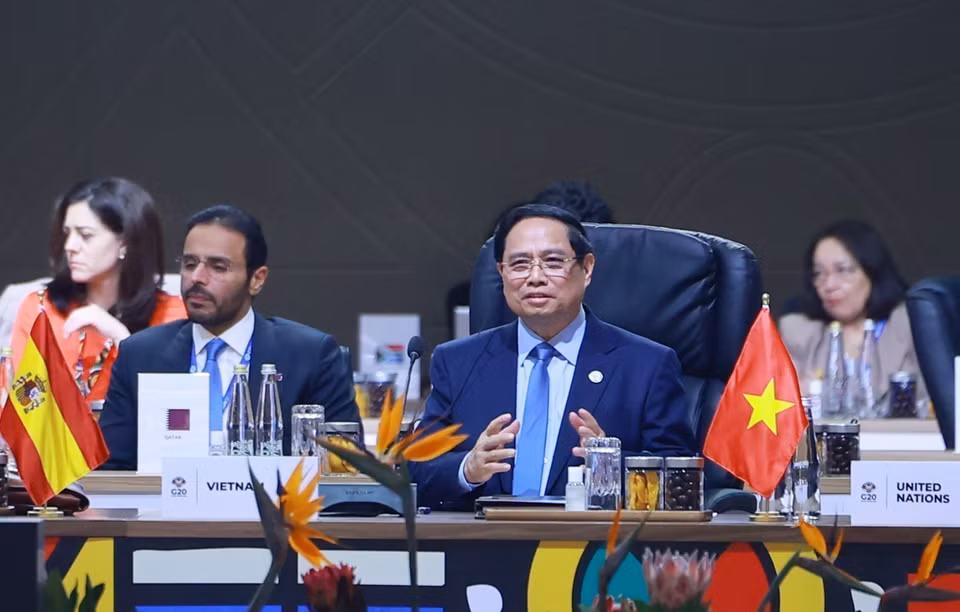 越南政府总理范明政出席在南非举行的G20峰会开幕式。图自越通社
