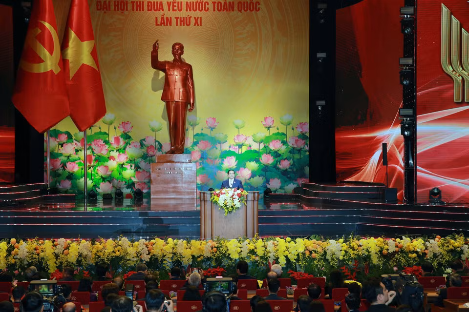 政府总理范明正致开幕词。图自越通社