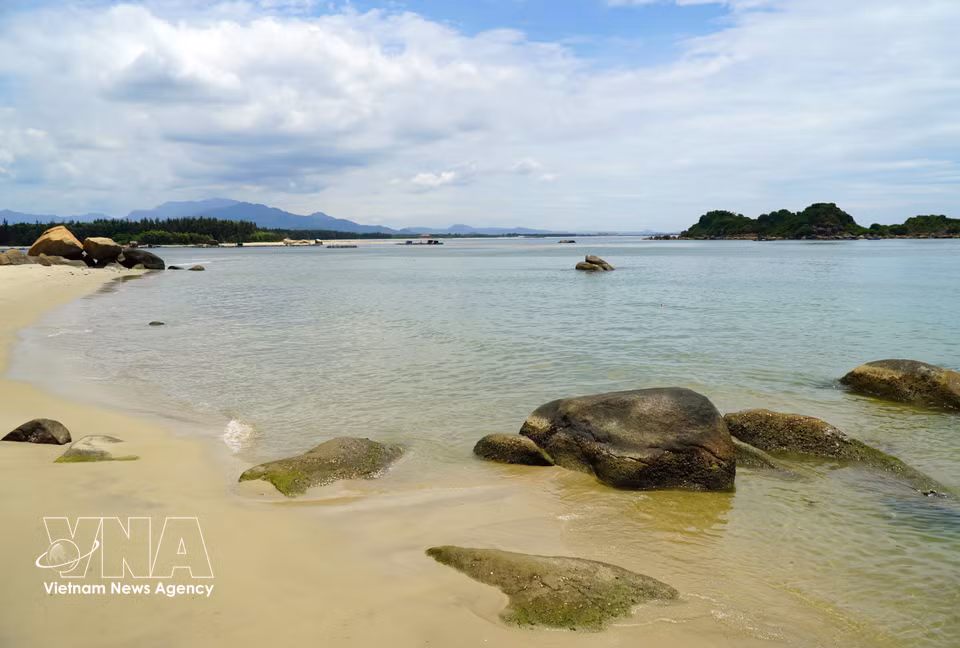 绵延的金色细腻沙滩，清澈湛蓝的海水，造就了山茶海滩的“点睛之笔”。图自越通社