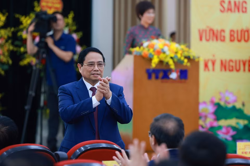 政府总理范明政出席越南共产党越通社机关第27次代表大会。图自越通社