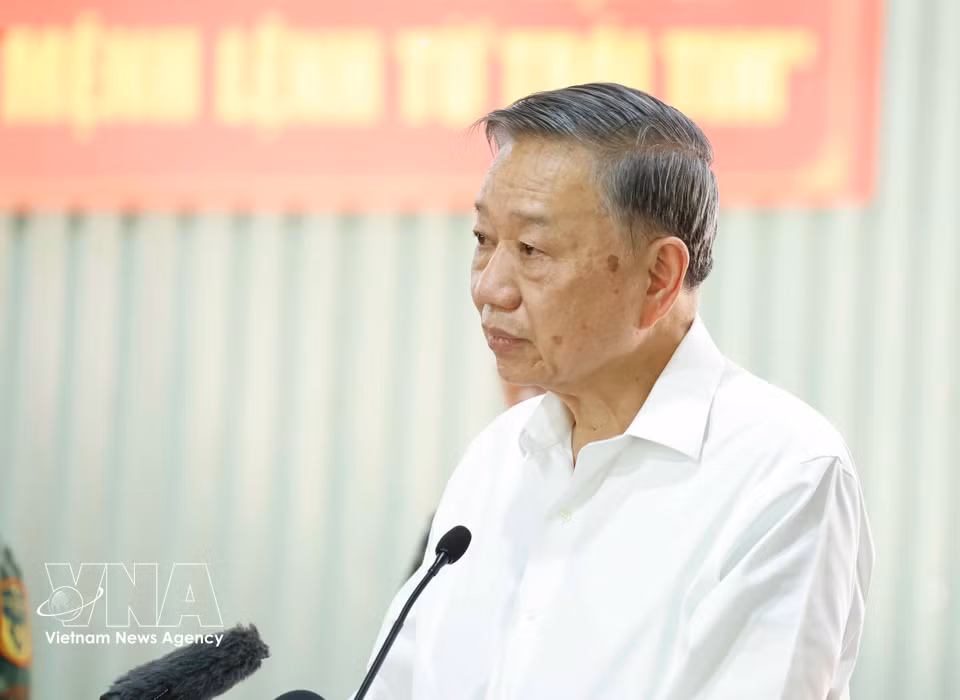 越共中央总书记、国家主席苏林发表讲话。图自越通社