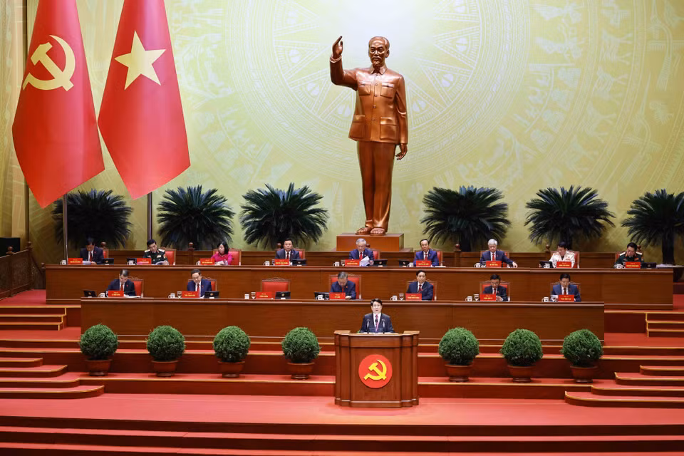 越南国家主席梁强在开幕式上致辞。图自越通社