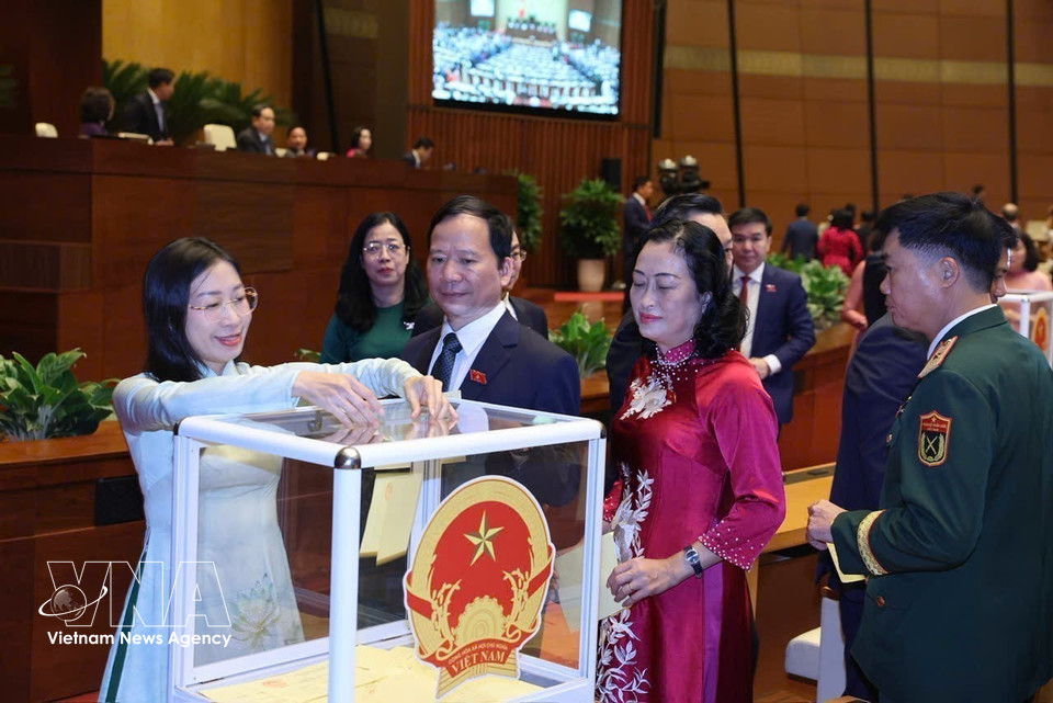 国会代表投票选举国家主席。图自越通社