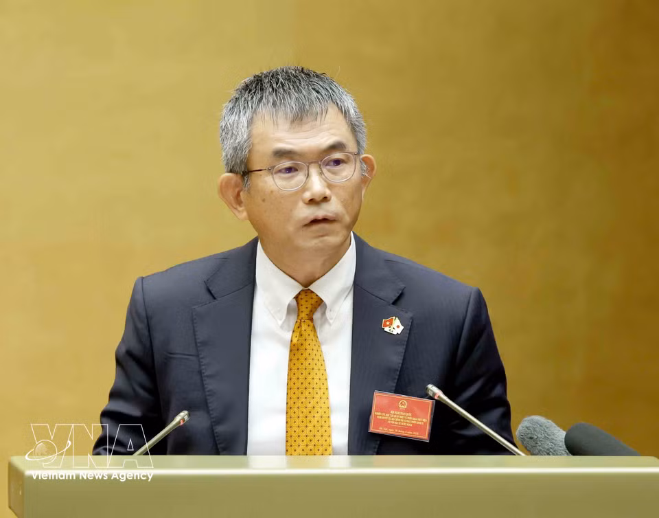 三菱商事（越南）有限公司副总裁 Takuya Sahashi 在会上发表论述。图自越通社