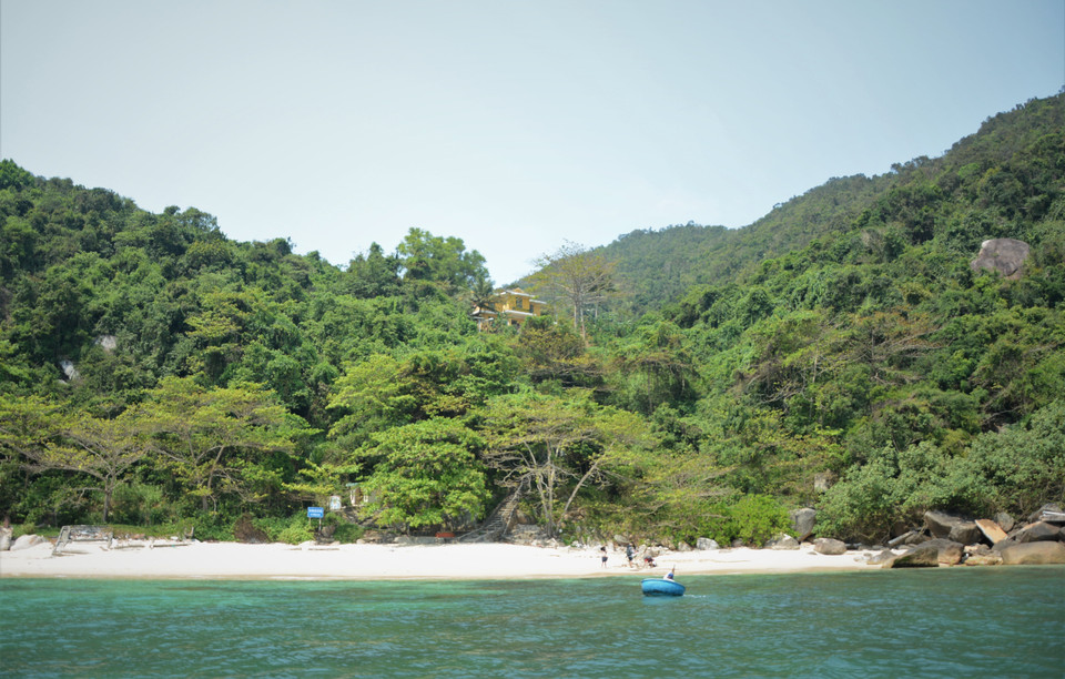山茶岛拥有细白的沙滩，清澈湛蓝的海水，色彩斑斓的珊瑚礁掩映其间，美得令人着迷。图自越通社