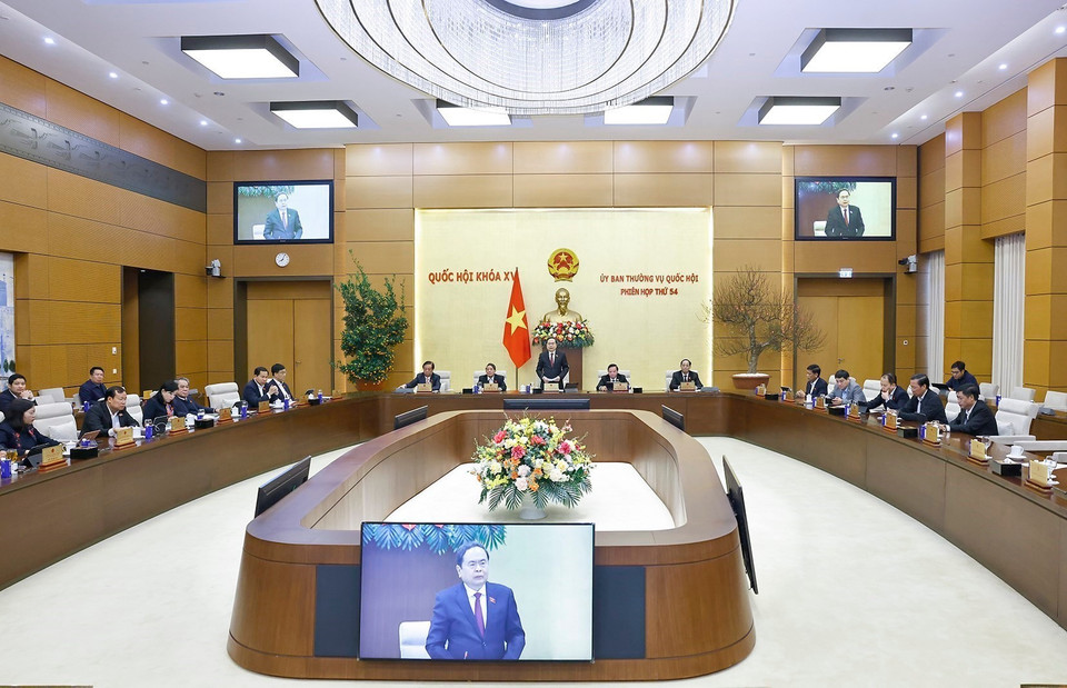 越南国会常务委员会第54次会议现场。图自越通社