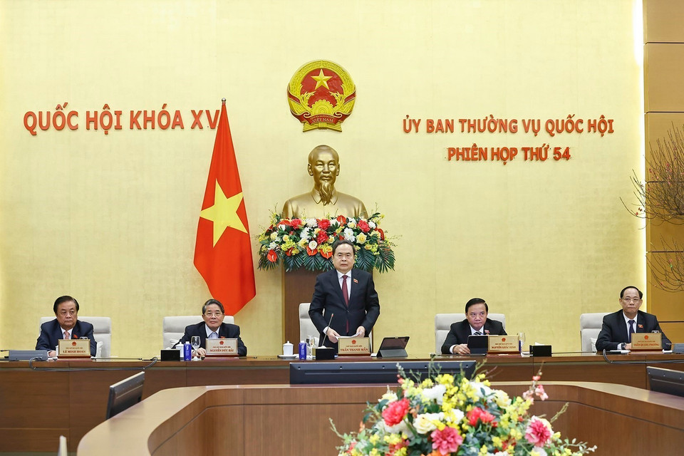 越南国会主席陈青敏在会议上致开幕词。图自越通社