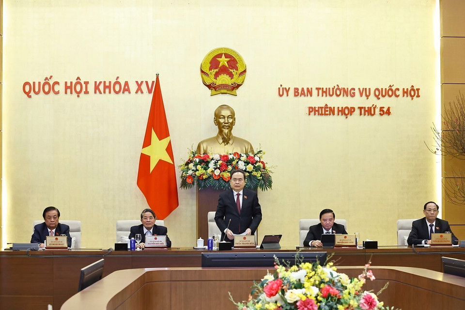 越南国会主席陈青敏在会议上致开幕词。图自越通社