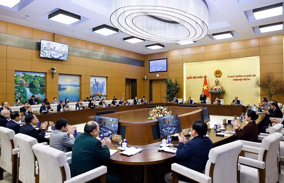 越南国会常务委员会第54次会议现场。图自越通社