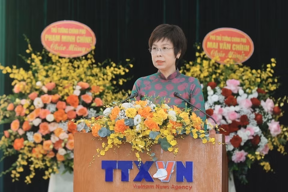 越通社党委书记、社长武越庄发表大会开幕词。图自越通社