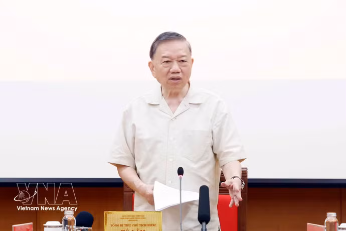 越共中央总书记、国家主席苏林发表讲话。图自越通社