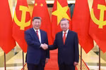越共中央总书记苏林与中共中央总书记、国家主席习近平。图自越通社