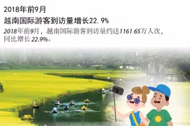 图表新闻：2018年前9月越南国际游客到访量增长22.9%